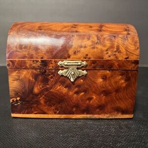 Thuya Moroccan Wood Jewelry Coin Box Handmade Thuja Burl Decorative Chest